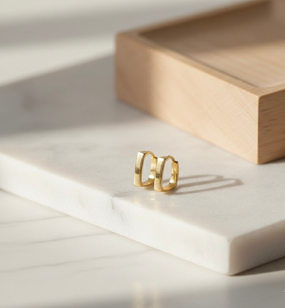 Foiled Square Gold - Earring